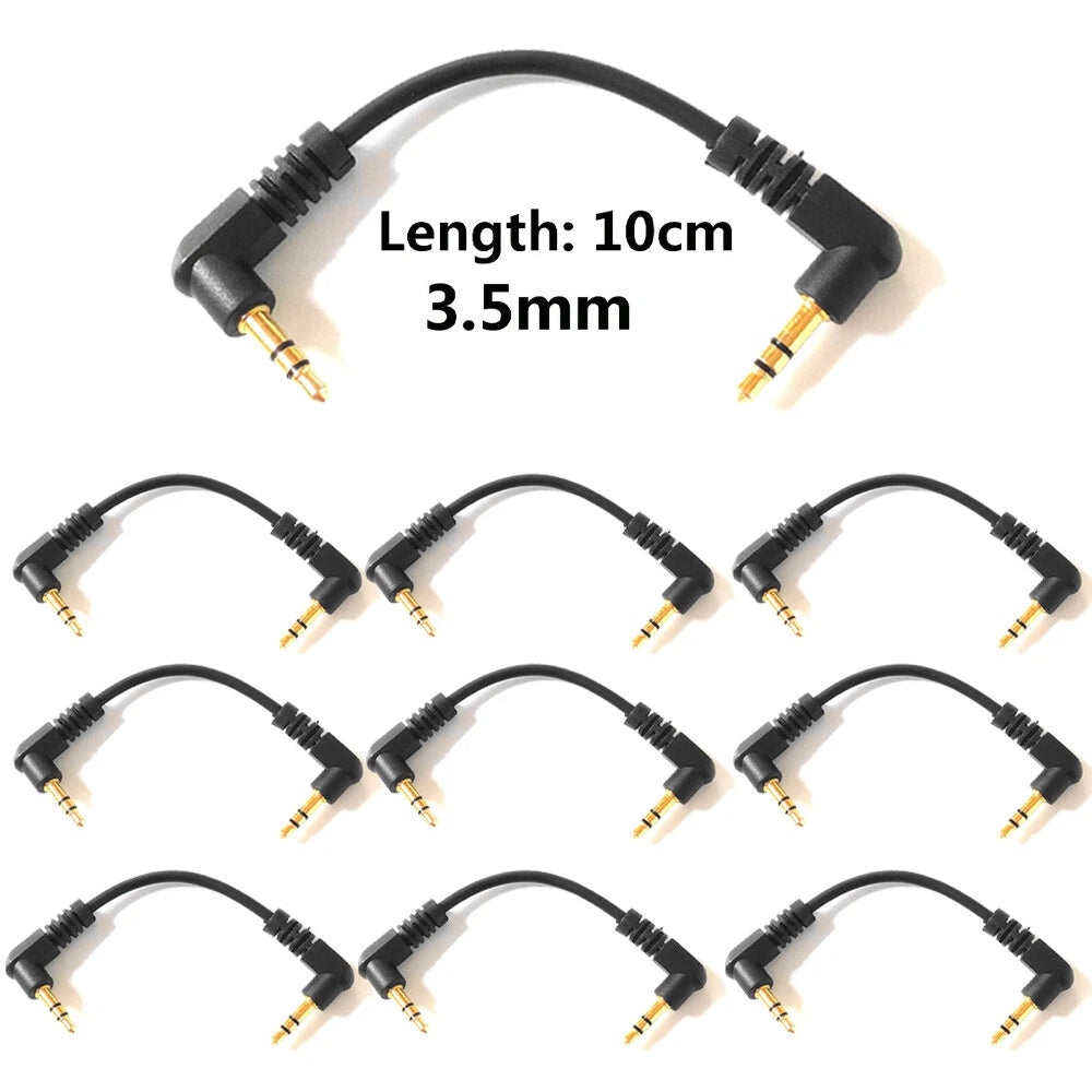 10PC Right Angle 3.5mm Male Stereo AUX Audio Cable for Car