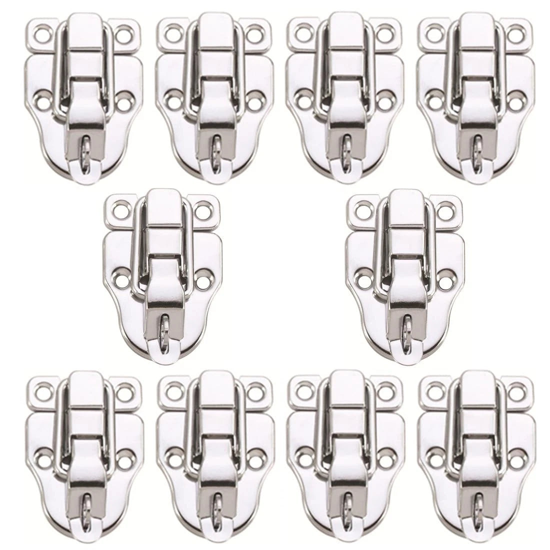 10 Pack Metal Duckbilled Box Hasp Lock Toggle Latch Catch for Wooden Boxes