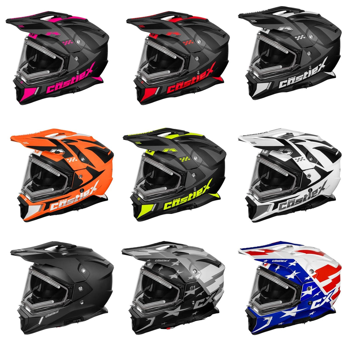 Castle X Dual Sport Helmet for Snowmobile ATV UTV (Heated Shield)