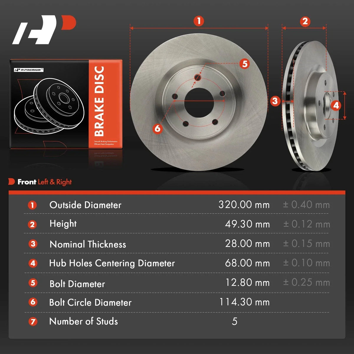 Front Disc Brake Rotors for Infiniti Q50 (2014–2023) JX35 370Z Pathfinder
