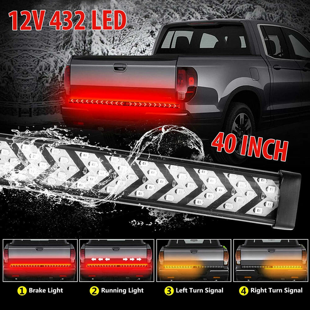 40 In Truck Tailgate Strip LED Sequential Brake Signal Light Bar