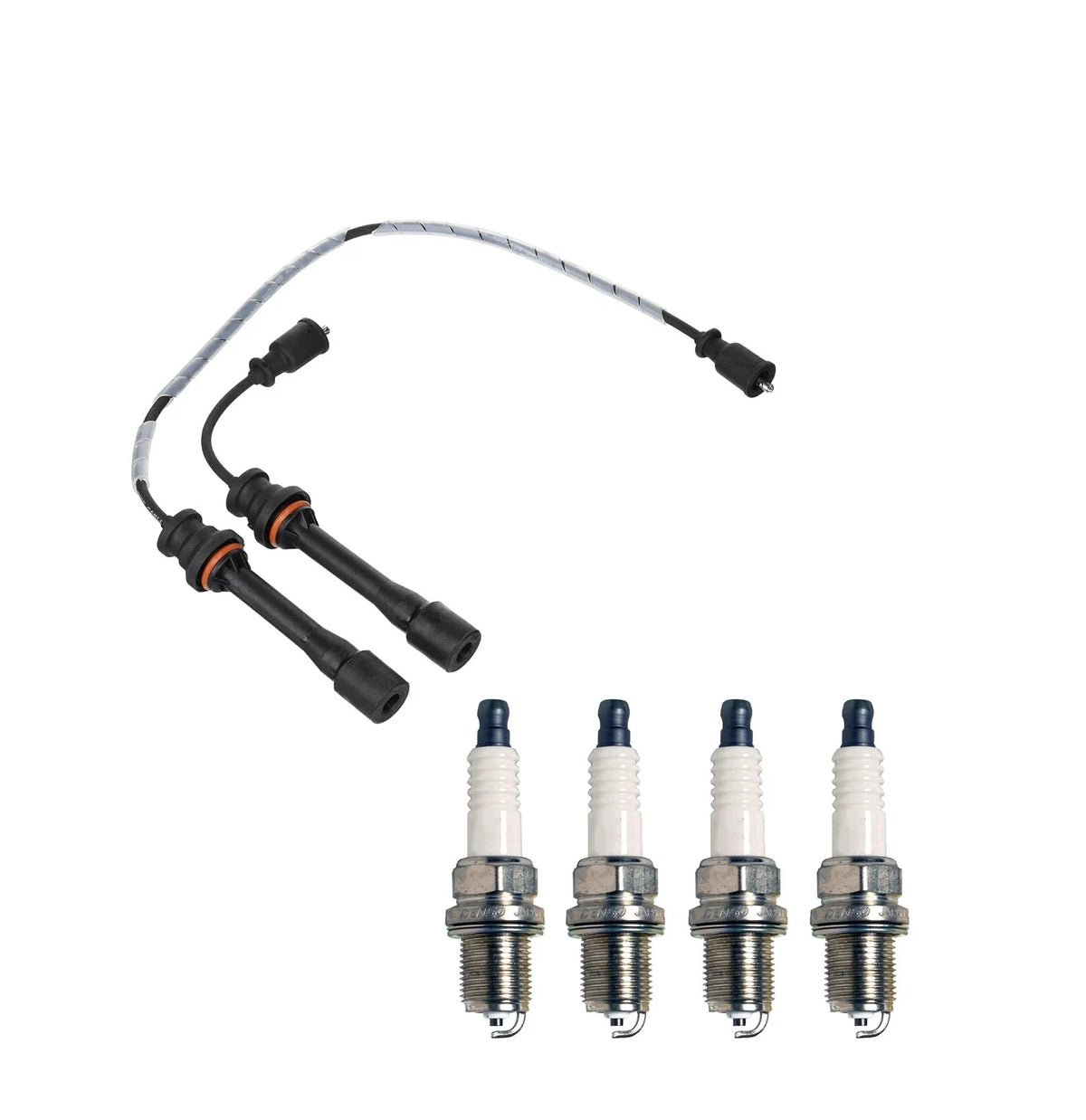 Denso Wire Set & 4 U-Groove Spark Plugs for Mazda 1.8 L4 (0.044)