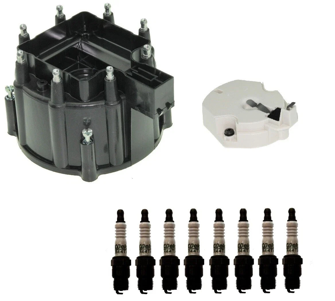 Distributor Rotor Cap & Spark Plugs Kit for Chevy C10 C20 GMC C35 (1973–1987)
