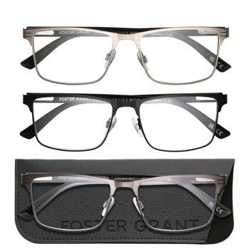 3-Pack Metal Square Reading Glasses +1.25 for Design Optics by Foster Grant