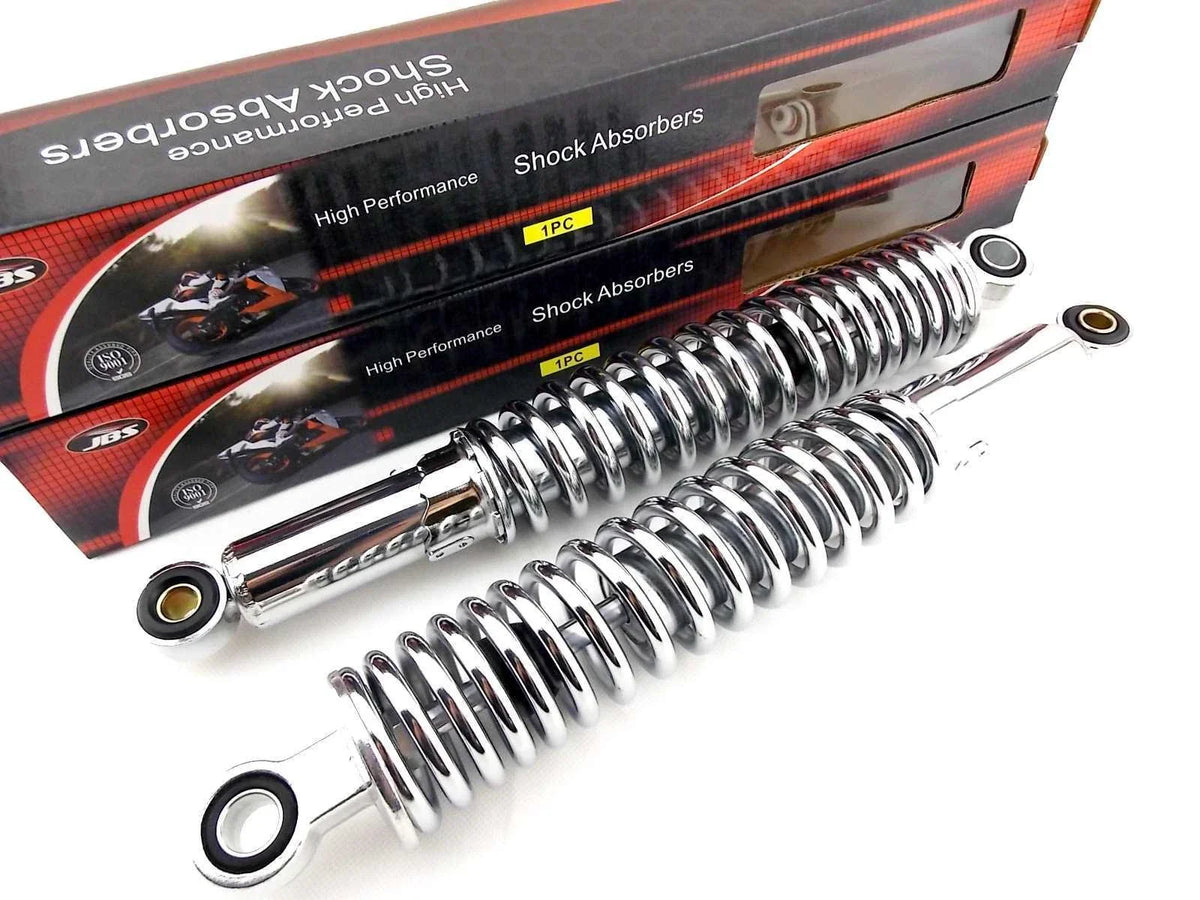 350mm JBS Chrome Rear Shock Absorbers for Kawasaki KE100 (1982-2001)