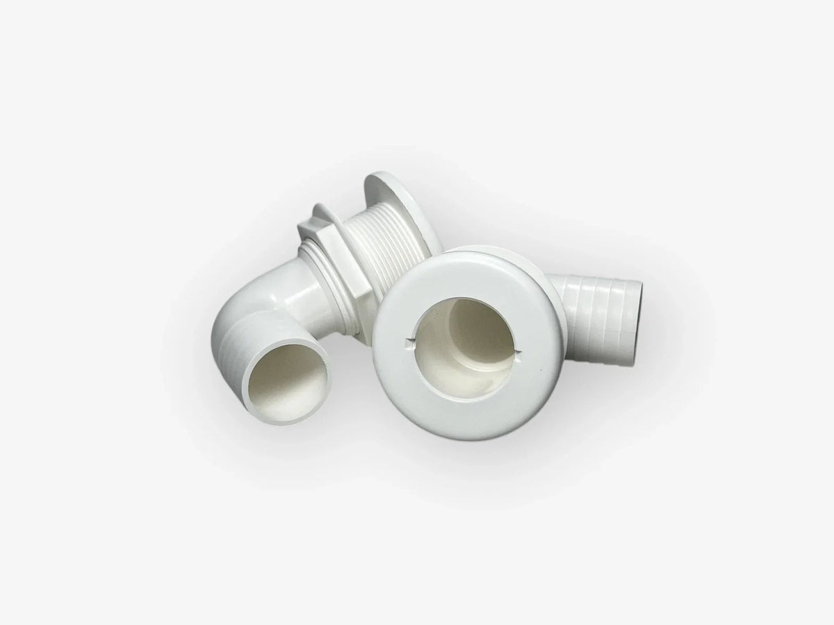 Set of 2 Thru Hull Fittings for TH Marine (TH-1592-B) 1.5in 90 Degree Barbed