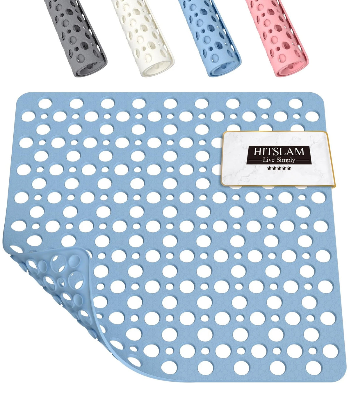 Shower Mat Anti Slip for Bath (21x21 Inch Square) - Blue