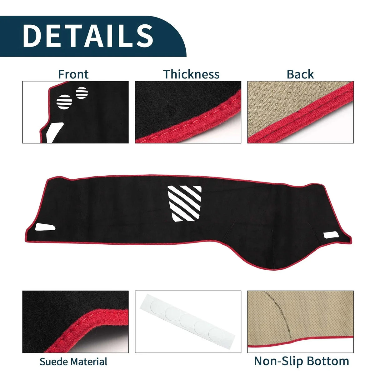 Dashboard Dash Cover Mat for BMW 5 Series F10 F11 (2010–2017) Black Red