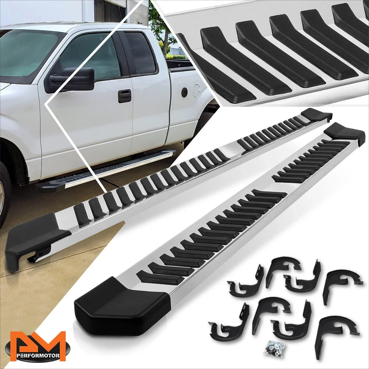 Set of 2 Chrome Nerf Bars for Ford F150 Extended Cab (2004–2014)