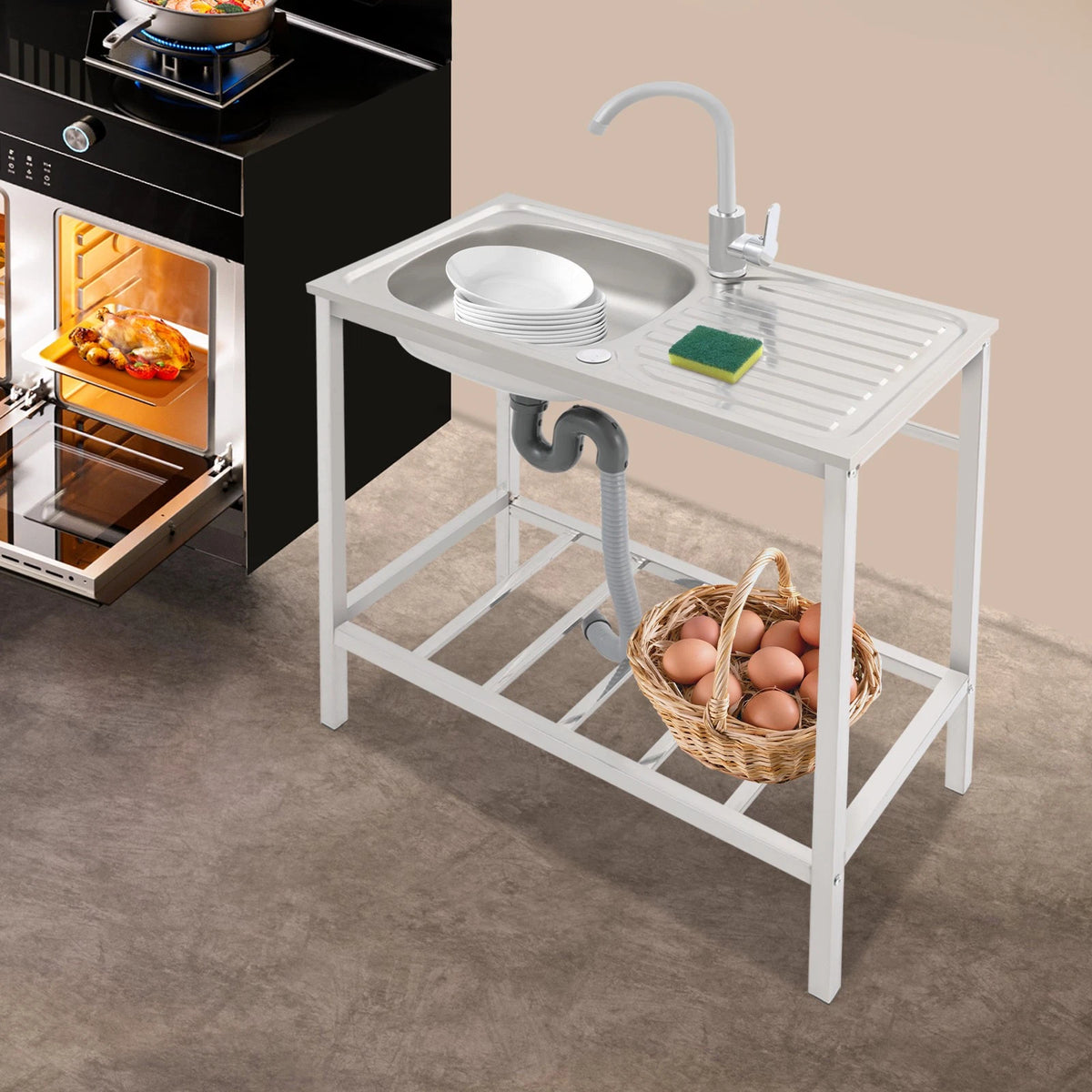 Utility Laundry Sink for Kitchen Stainless Steel Single Bowl