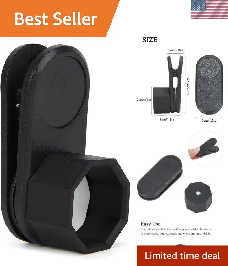 Elegant Pool Cue Chalk Holder with Magnetic Clip - Unisex Octagonal Design