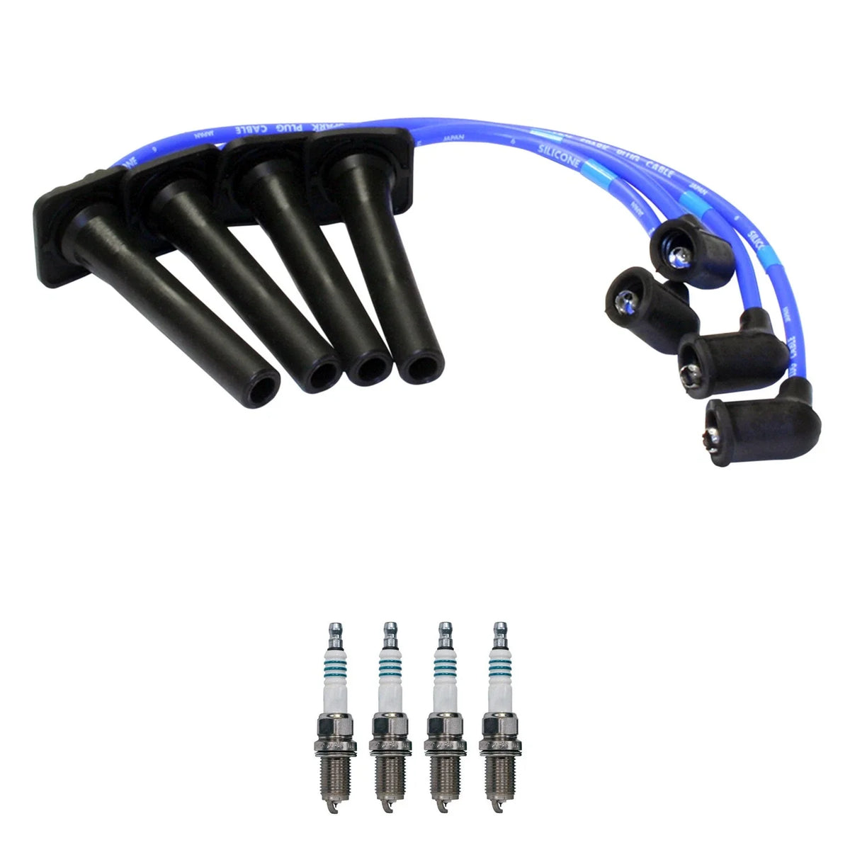 NGK Wire Set & Denso Iridium Spark Plugs Kit for Mazda Protege (1999–2003)