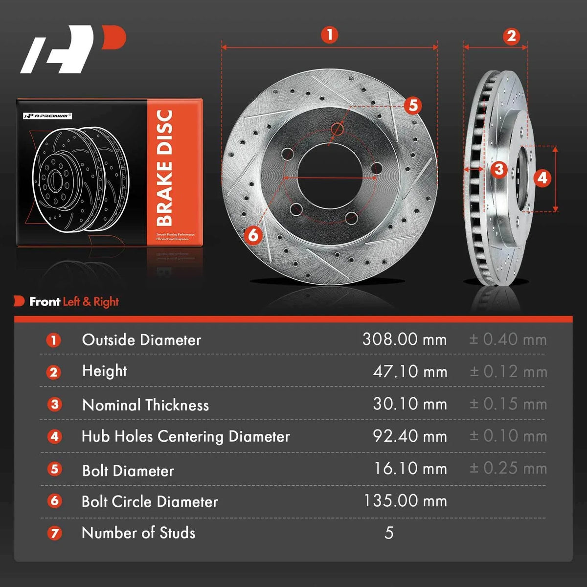 Front Drilled Brake Rotors for Ford Expedition Lincoln Navigator (1997–2023)