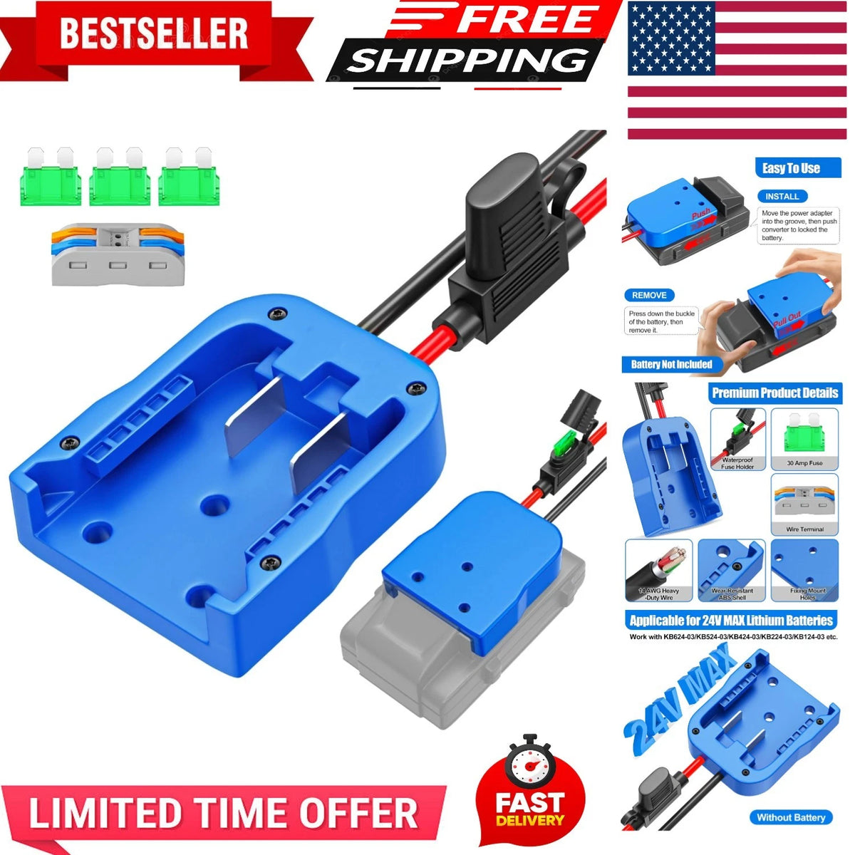 Power Wheels Battery Adapter for Kobalt 24V