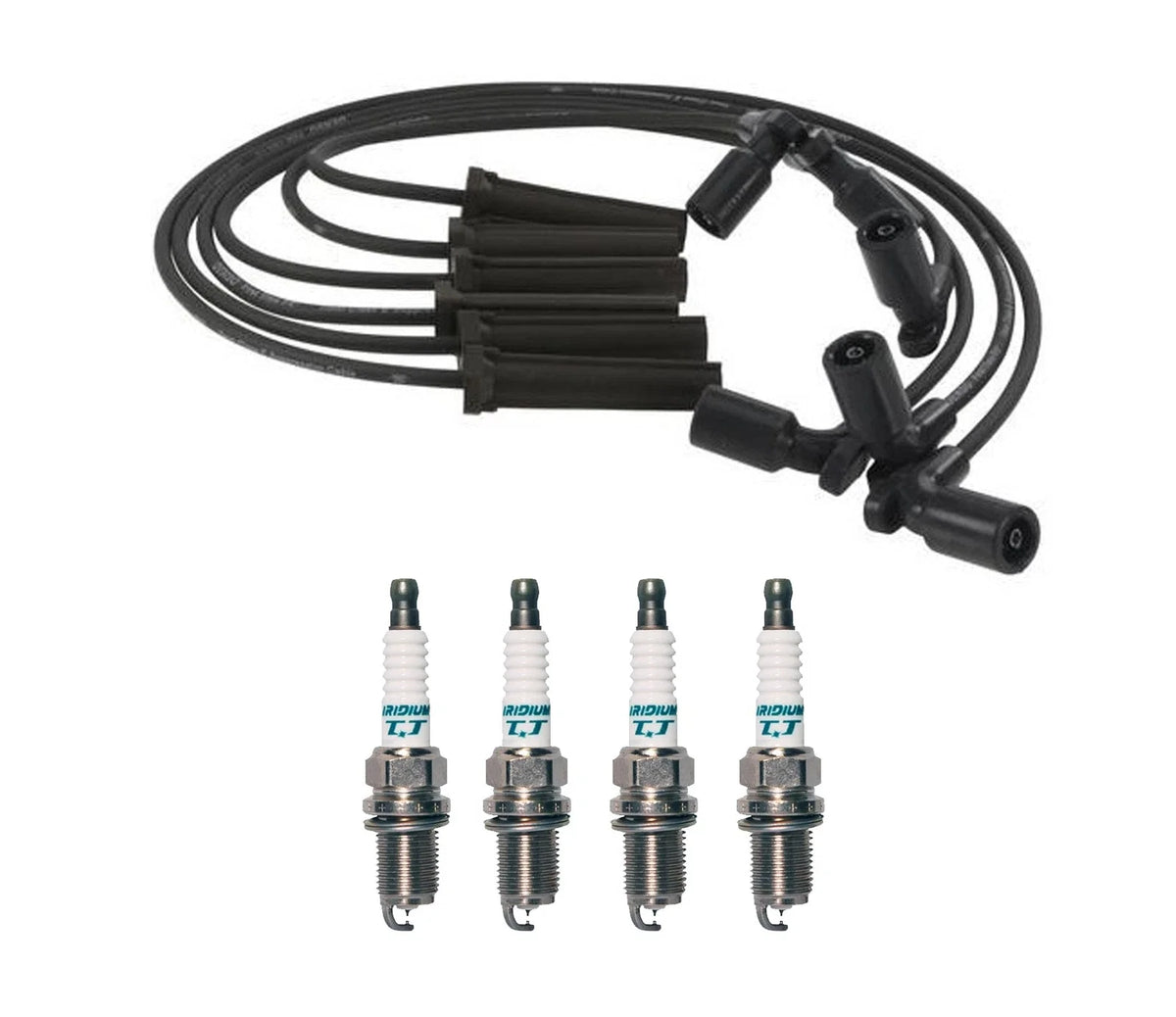 Denso 8mm Wire Set & 4 Iridium TT Spark Plugs for Mazda Tribute (2001–2008)