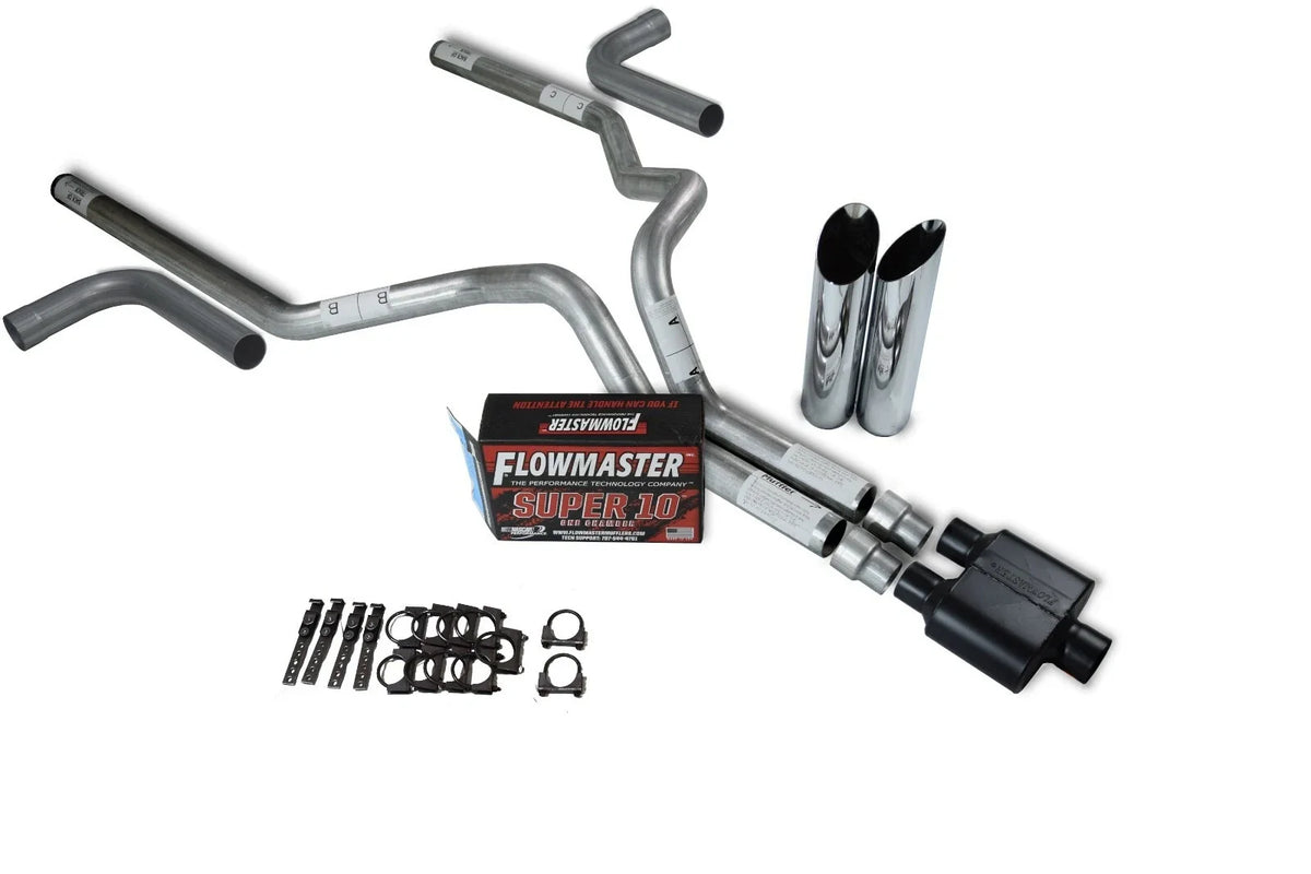 3" Dual Exhaust Kit for Chevy GMC 1500 (1996–1999) - Flowmaster Super 10, Slash Tip