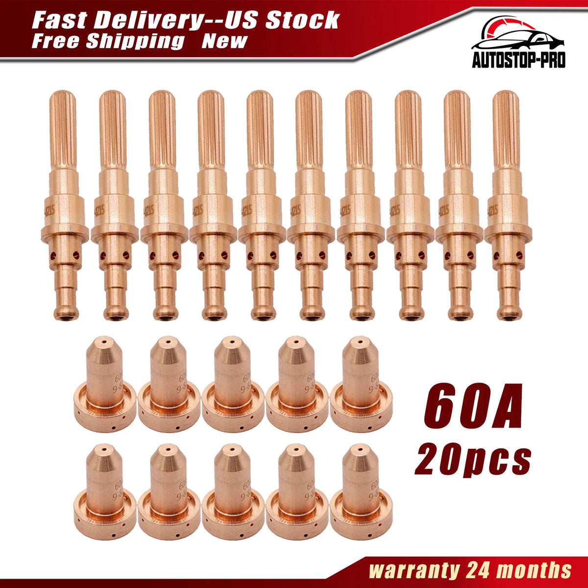 20Pcs 60A Plasma Consumables for Thermal Dynamics SL60 SL100 (9-8215 9-8210)