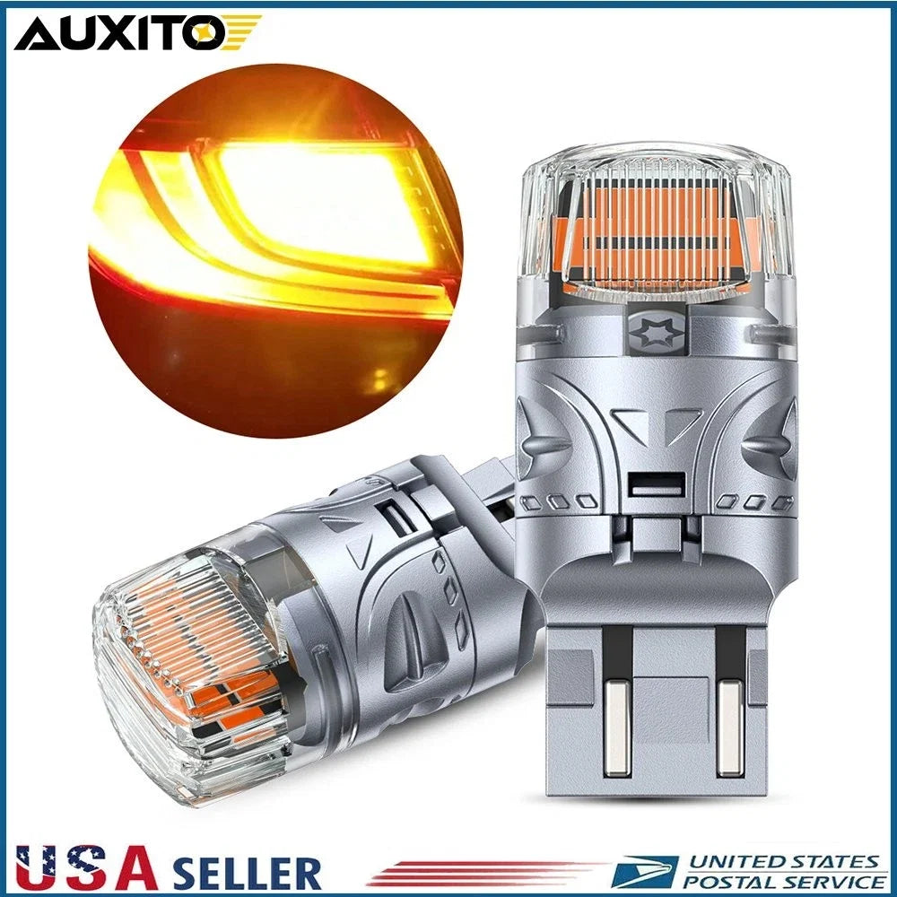 Set of 2 Amber 7443 7444 7440 LED Turn Signal Bulbs for Universal Vehicles