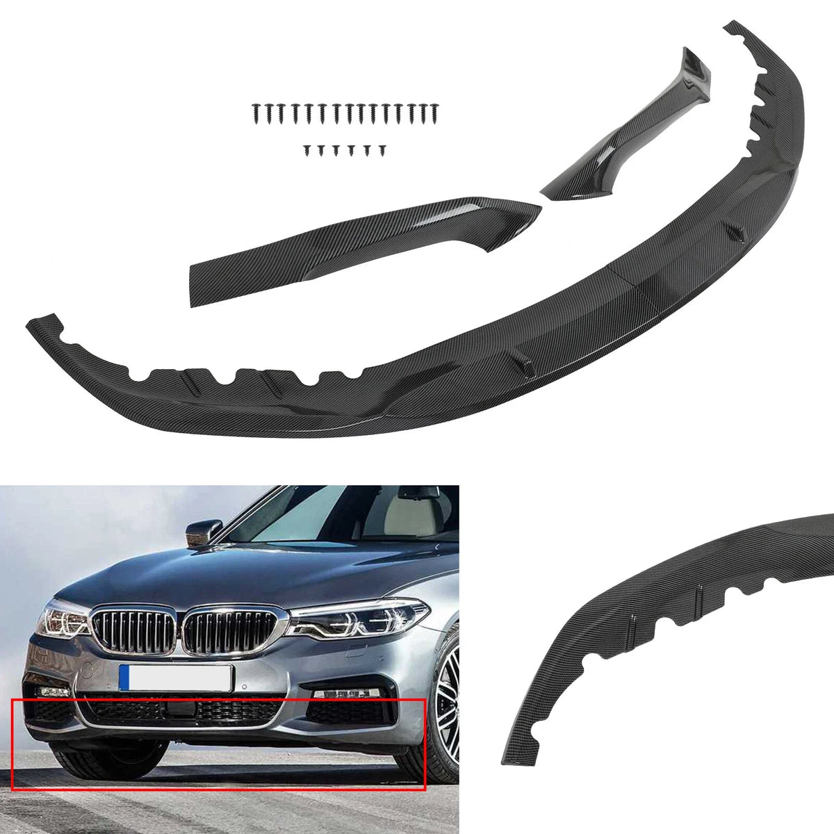 Carbon Fiber Front Bumper Lip for BMW 5-Series G30 (2017–2020)