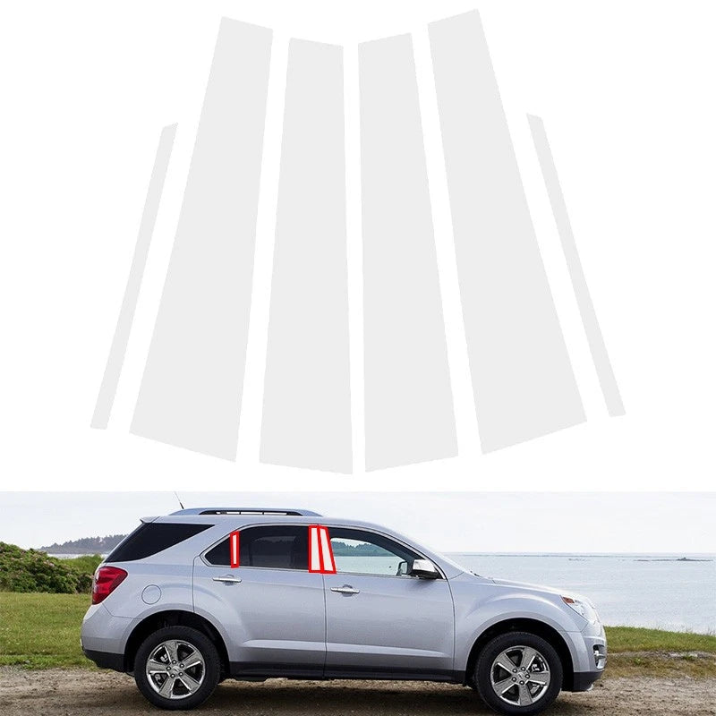 Set of 6 Pillar Post Trim for Chevy Equinox (2010–2017) Silver