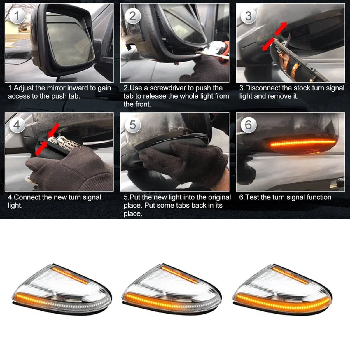 Chrome Dual Color LED Side Mirror Puddle Light Signal Lamps for Dodge RAM (2009–2022)