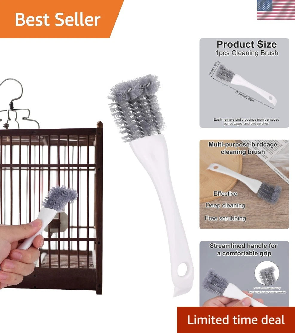 Durable Bird Cage Cleaner with Hard Bristles for Pet Owners