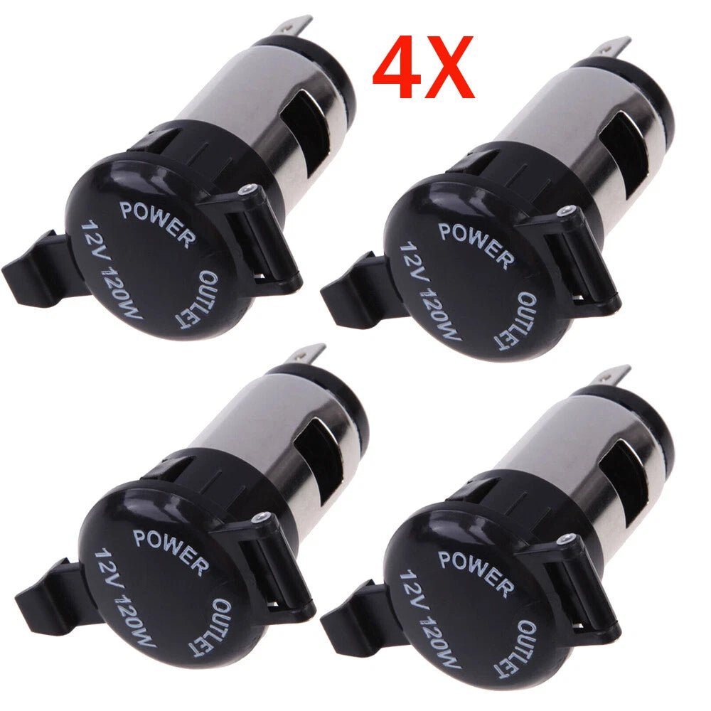 4PCS 12V 120W Cigarette Lighter Power Socket Plug Outlet for Car Motorcycle