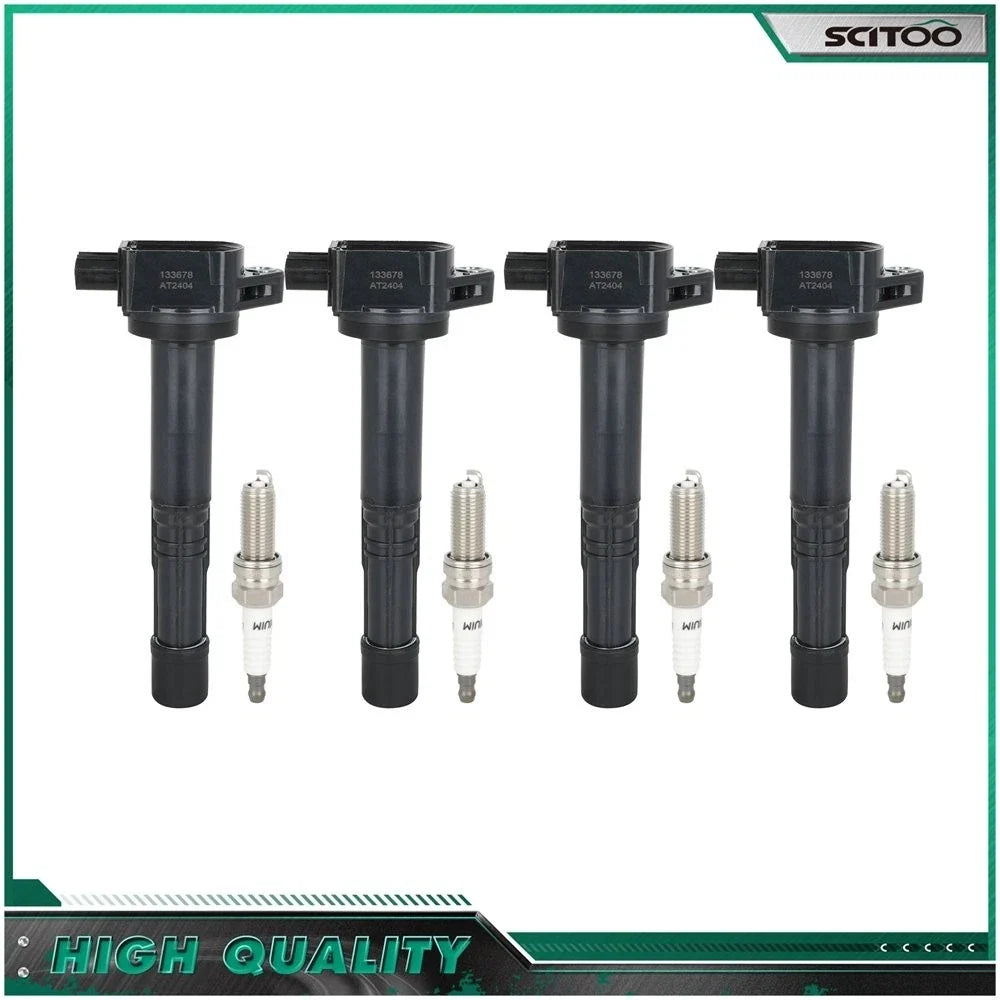 Set of 4 Ignition Coils & 4 Spark Plugs for Honda Accord CR-V (2008–2014)