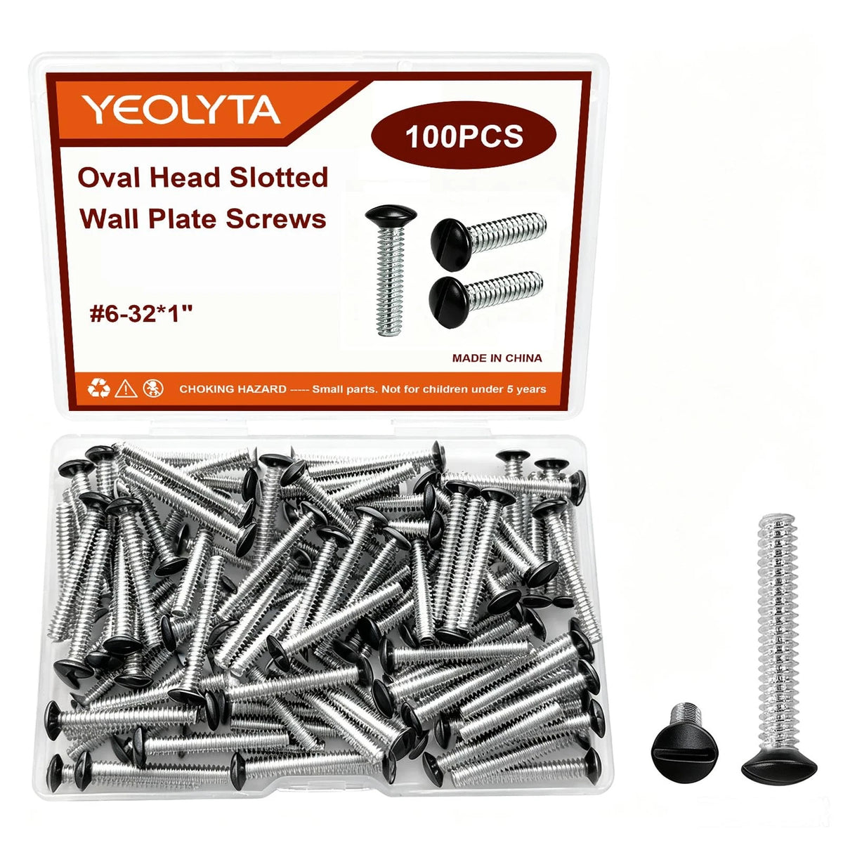 100PCS Wall Plate Screws 1" Long 6-32 Thread for Outlet Cover