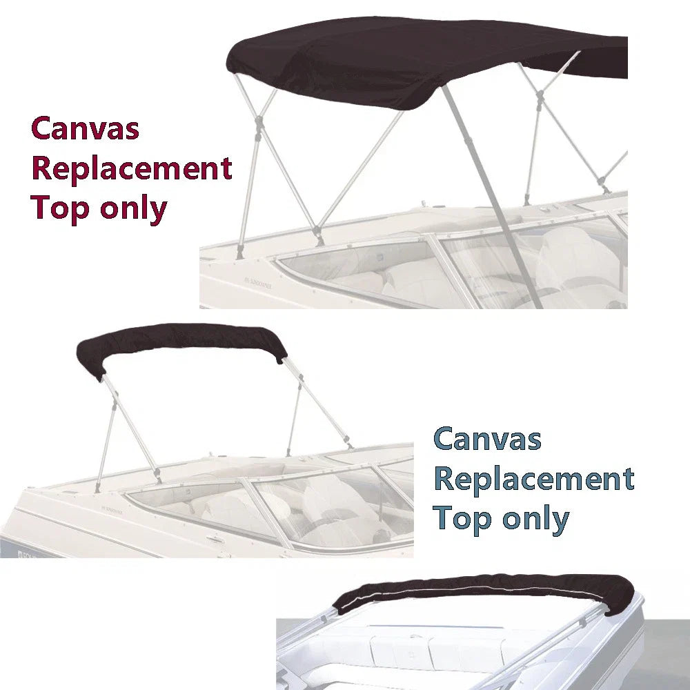 Bimini Top Boat Cover for 4 Bow 96"L 54"H 85"-90"W (Canvas Black)