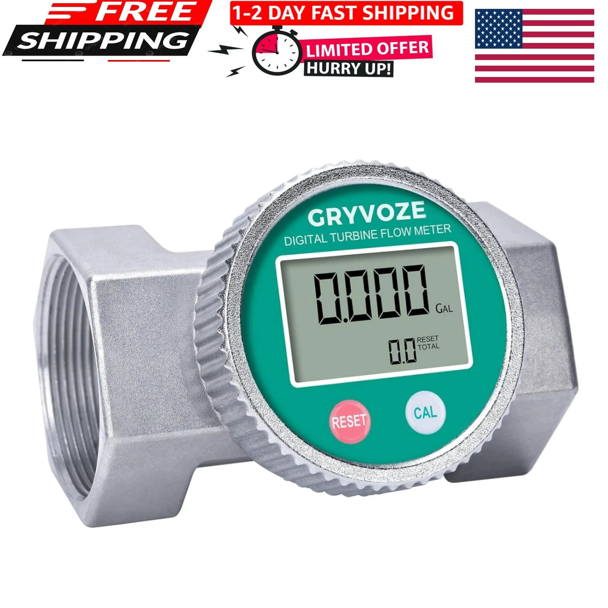 2 Inch Waterproof Water Flow Meter for GPM Measurement (16–160)
