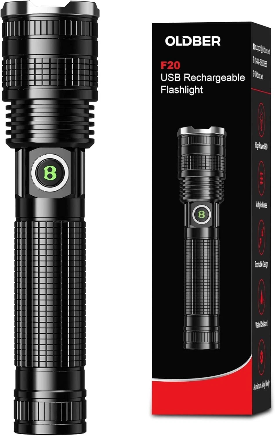 Super Bright LED Flashlight Tactical USB Rechargeable Torch