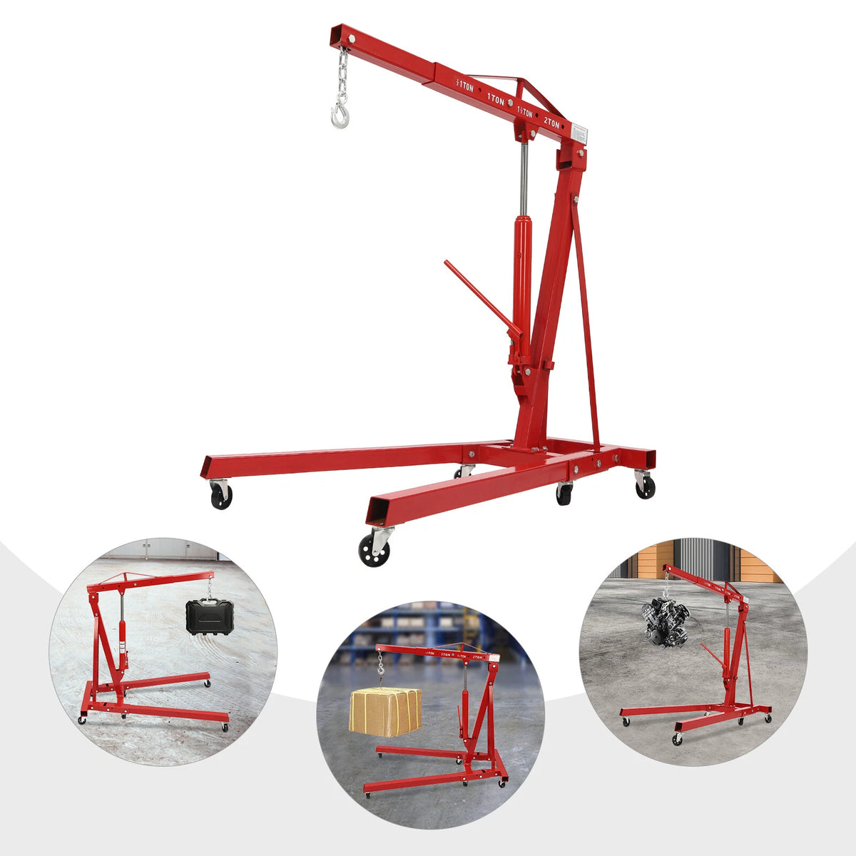 2X Heavy Duty Engine Motor Hoist Cherry Picker Lift for Shop Use