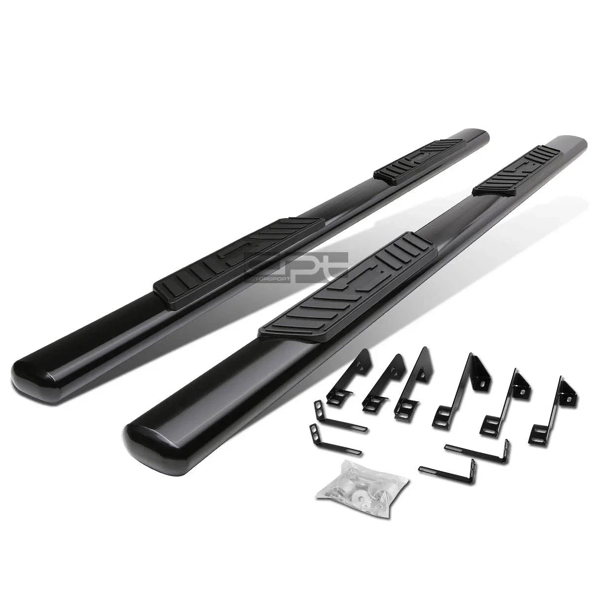Set of 2 Black Oval Side Step Nerf Bars for GMC Sierra Crew Cab (1999–2014)