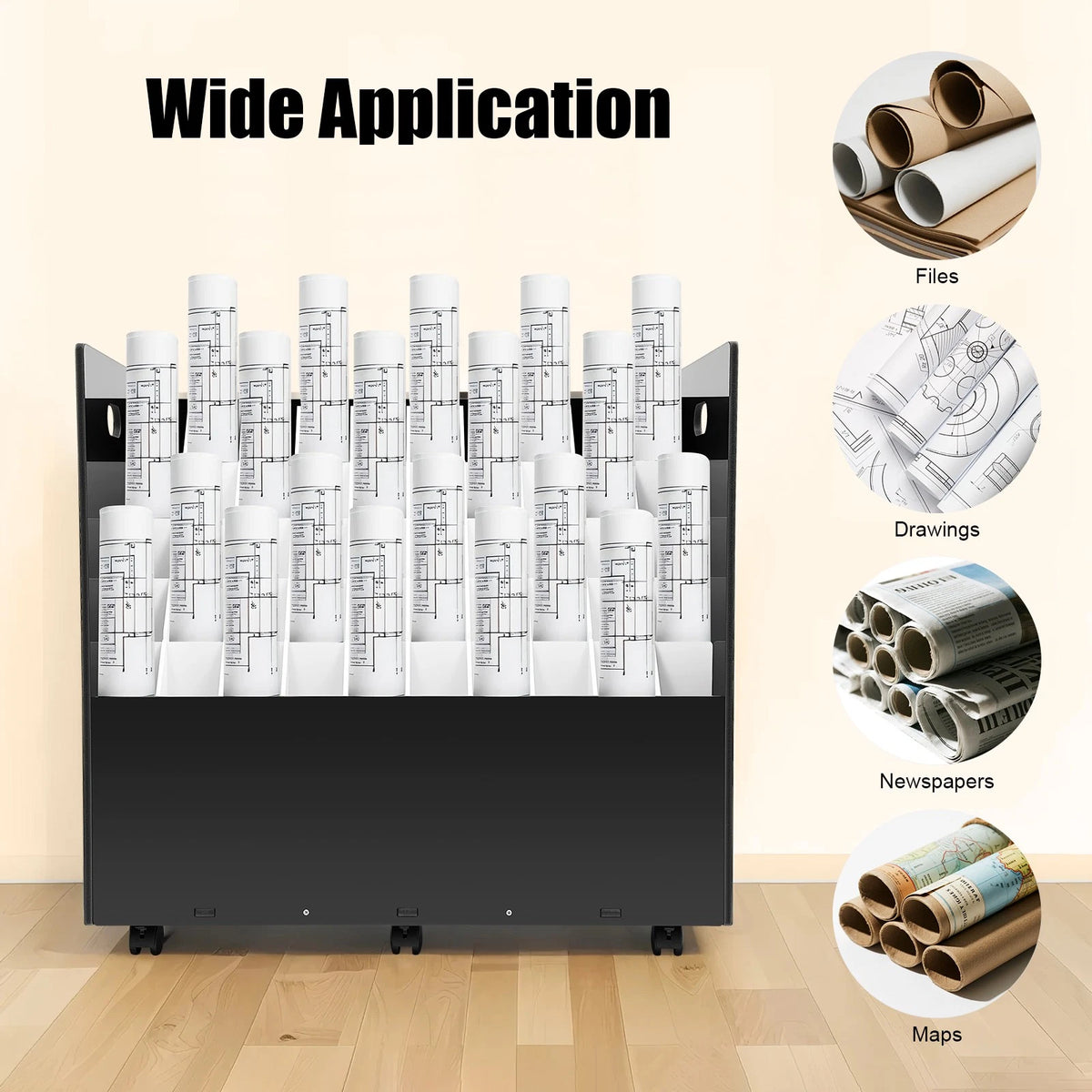 5-Tier Movable Roll File Cart for Modern Storage Solutions