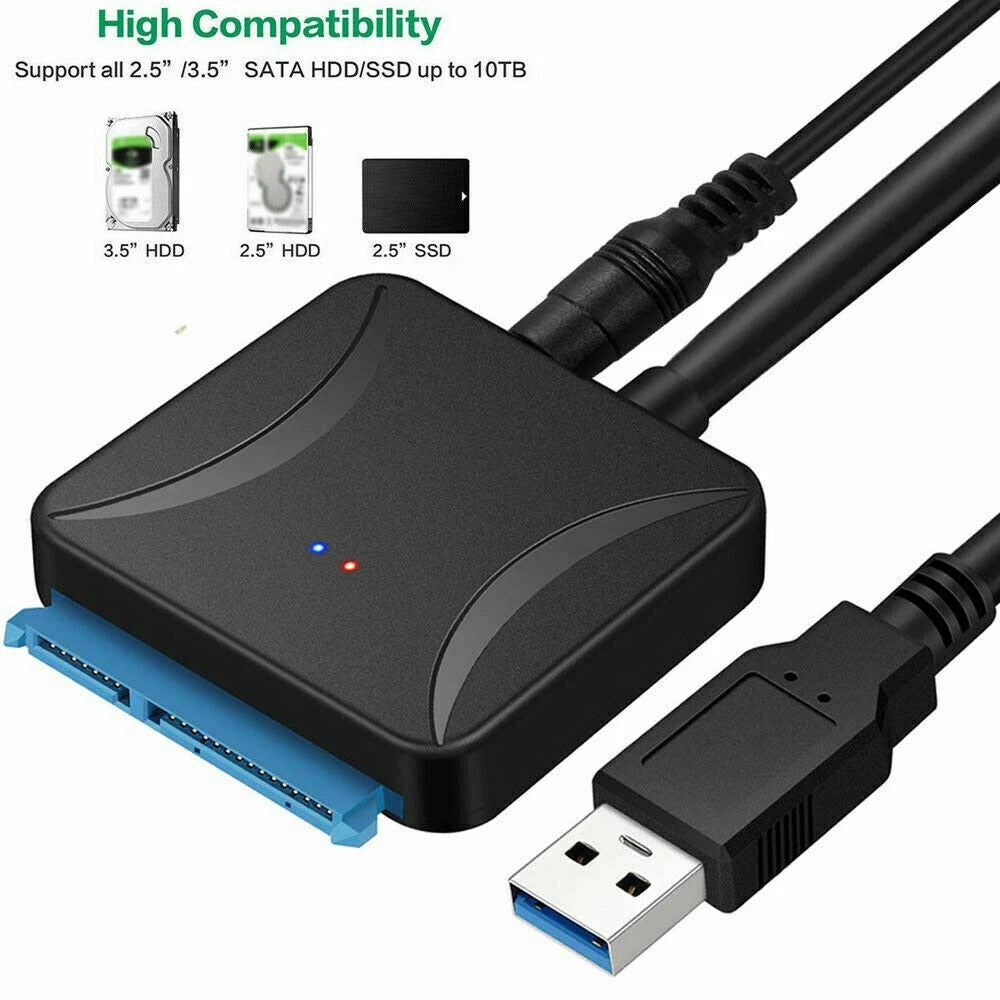 USB 3.0 to SATA III Hard Drive Adapter for HDD/SSD (2.5" & 3.5")