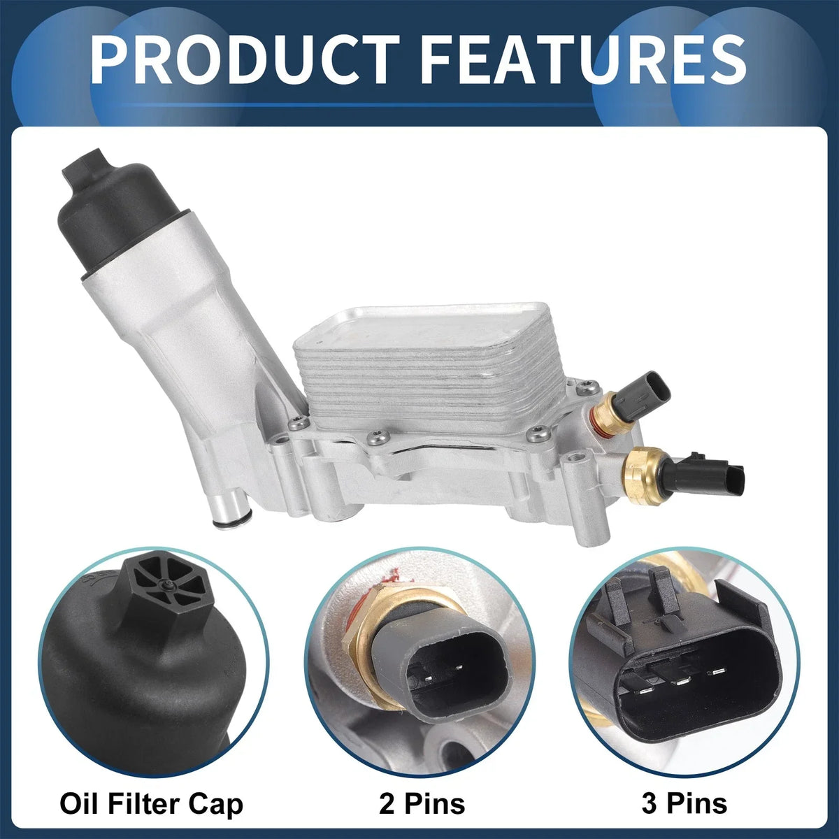 Engine Oil Cooler Filter Housing Set with Gaskets for Chrysler 200 (2011-2014)