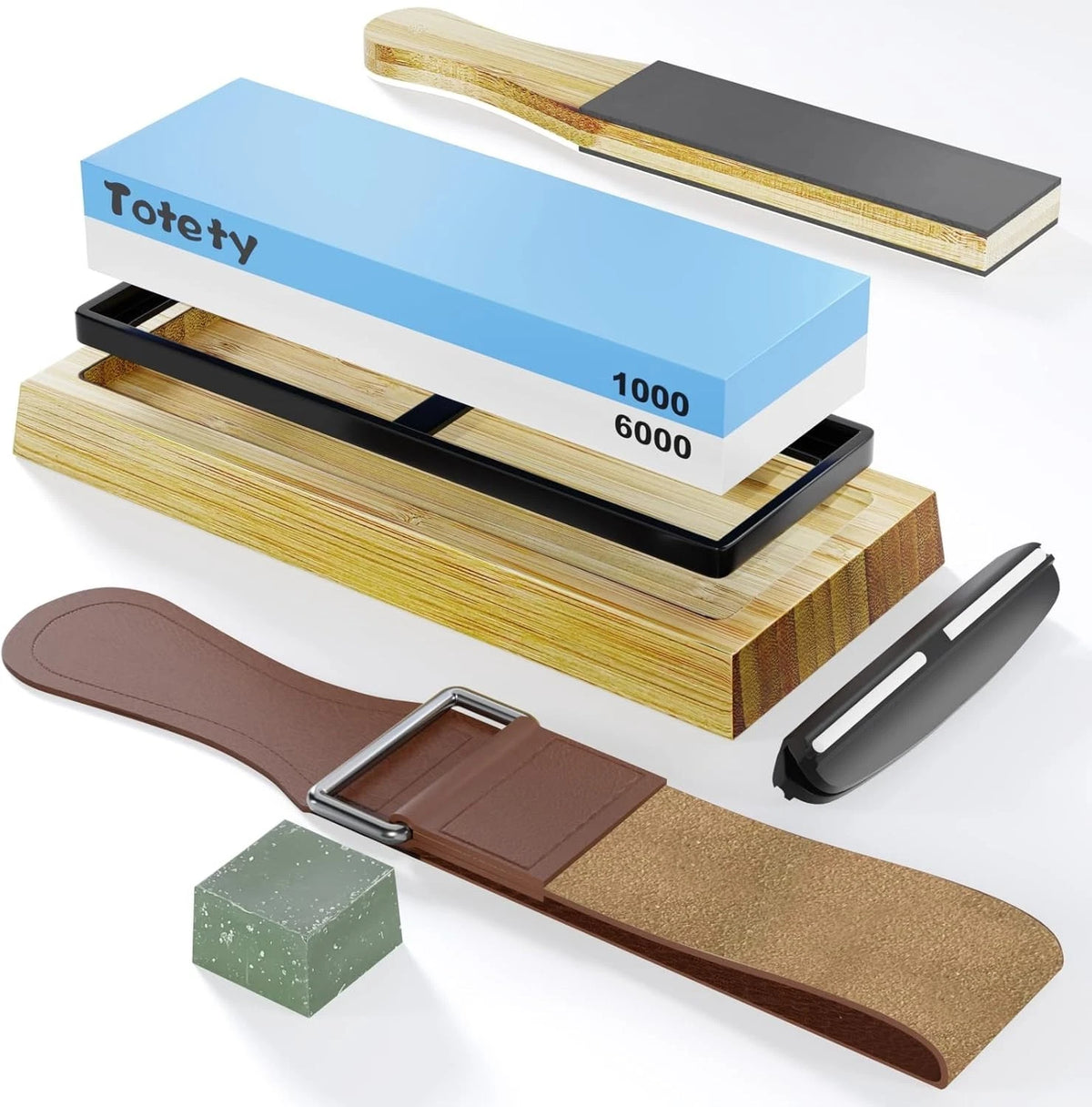 Set of 2 Knife Sharpening Stones 1000/6000 with Non-Slip Holder