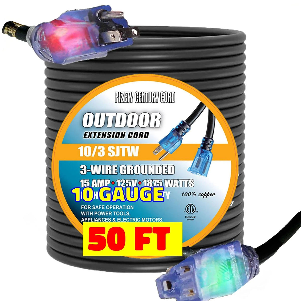 50 ft 10 Gauge Power Extension Cord 10/3