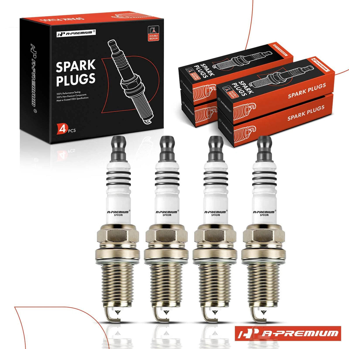 Set of 4 Double Iridium Spark Plugs for Toyota Prius C (2012–2019) 90911