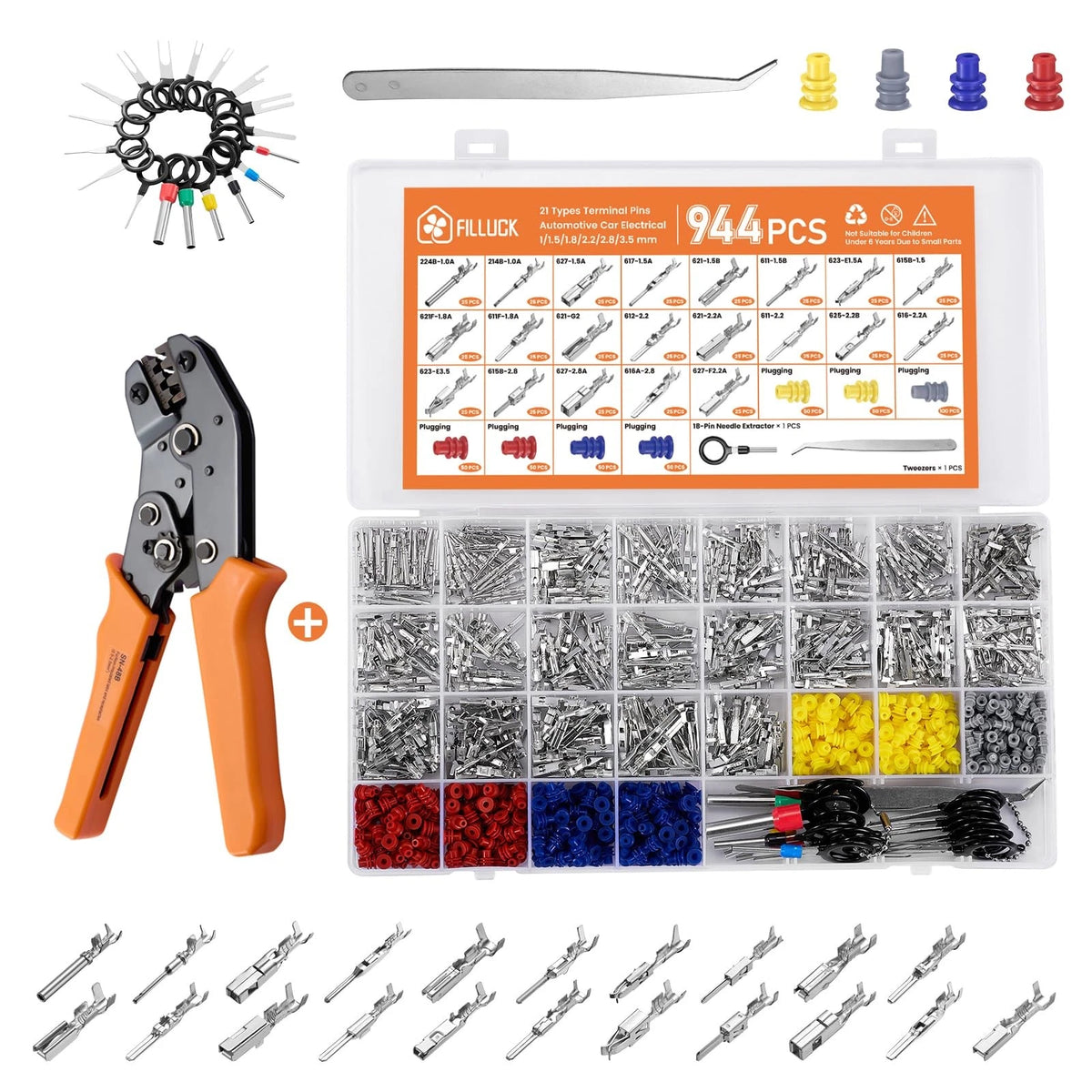 945Pcs Pin Connector Kit for Car (1/1.5/1.8/2.2/2.8/3.5mm)