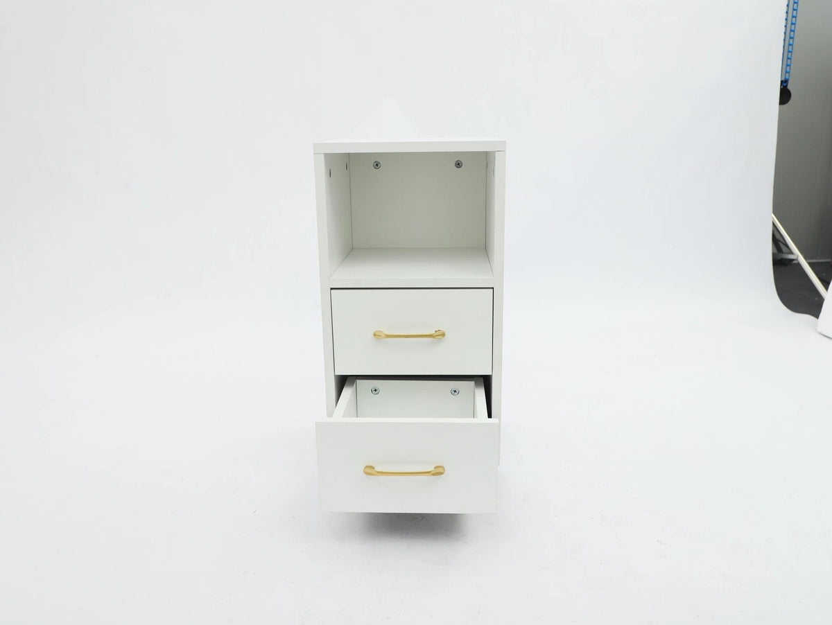 3-Tier End Table for Sofa Side Storage Shelf (Movable, White)