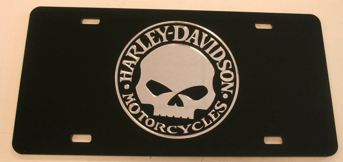 Willie G Skull License Plate Tag for Harley Davidson Motorcycle (All Years)