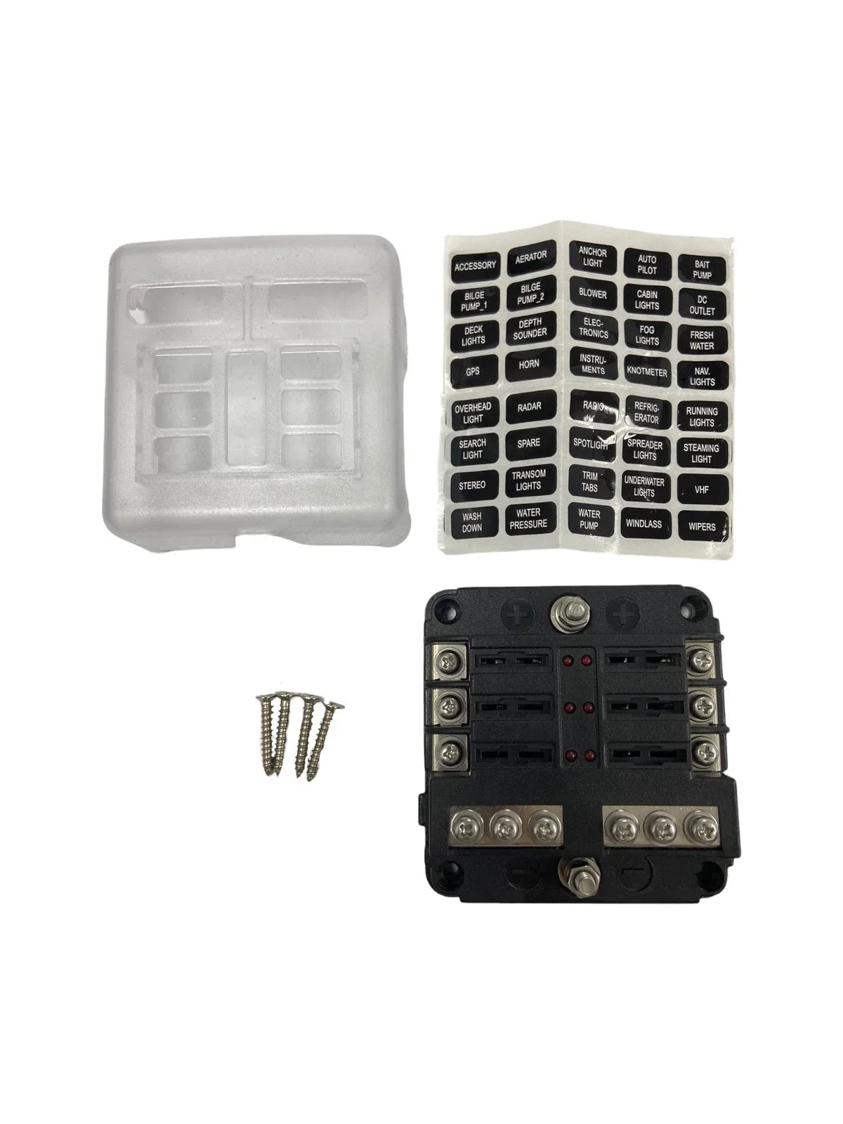 6-Gang Covered Fuse Block ATO/ATC for Universal Applications