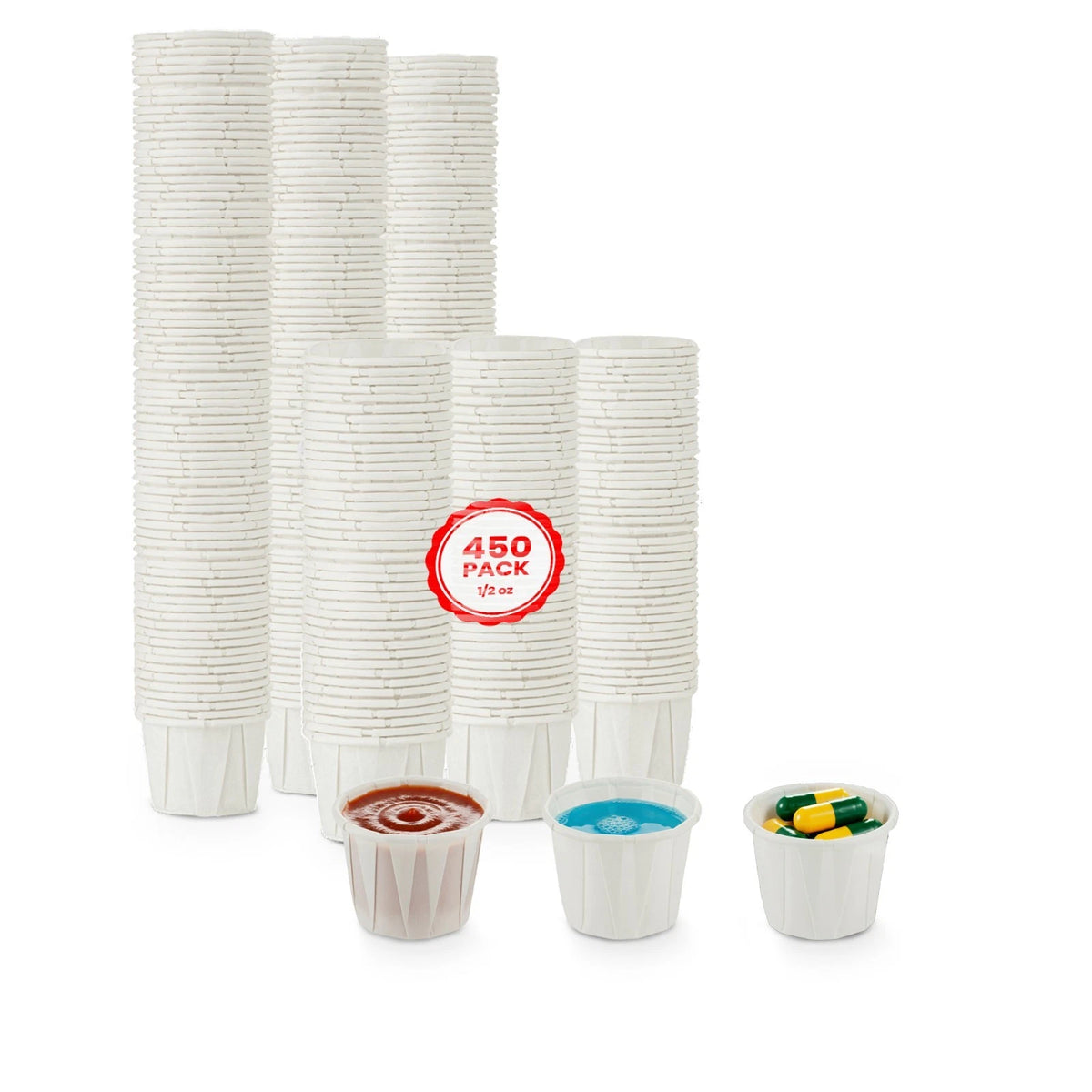 Set of 450 Paper Portion Cups for Condiments (1/2 oz)
