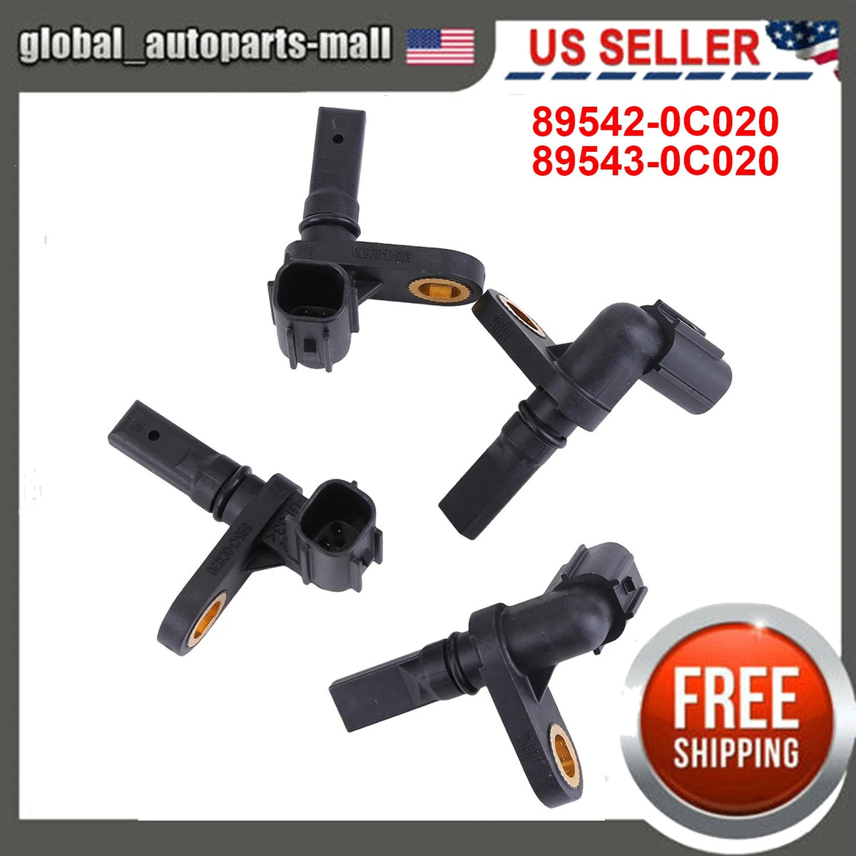 Set of 4 ABS Wheel Speed Sensors for Tundra (2007–2017) 89542-0C020, 89543-0C020