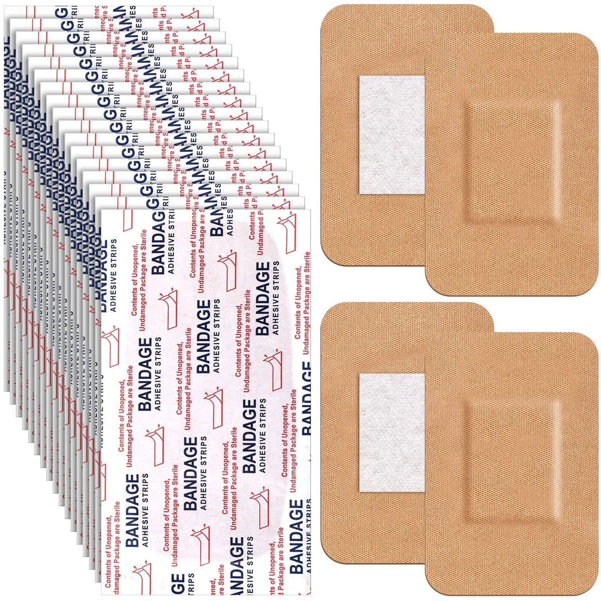 100 Pcs Adhesive Bandages 2 x 3 Inch Wound Care