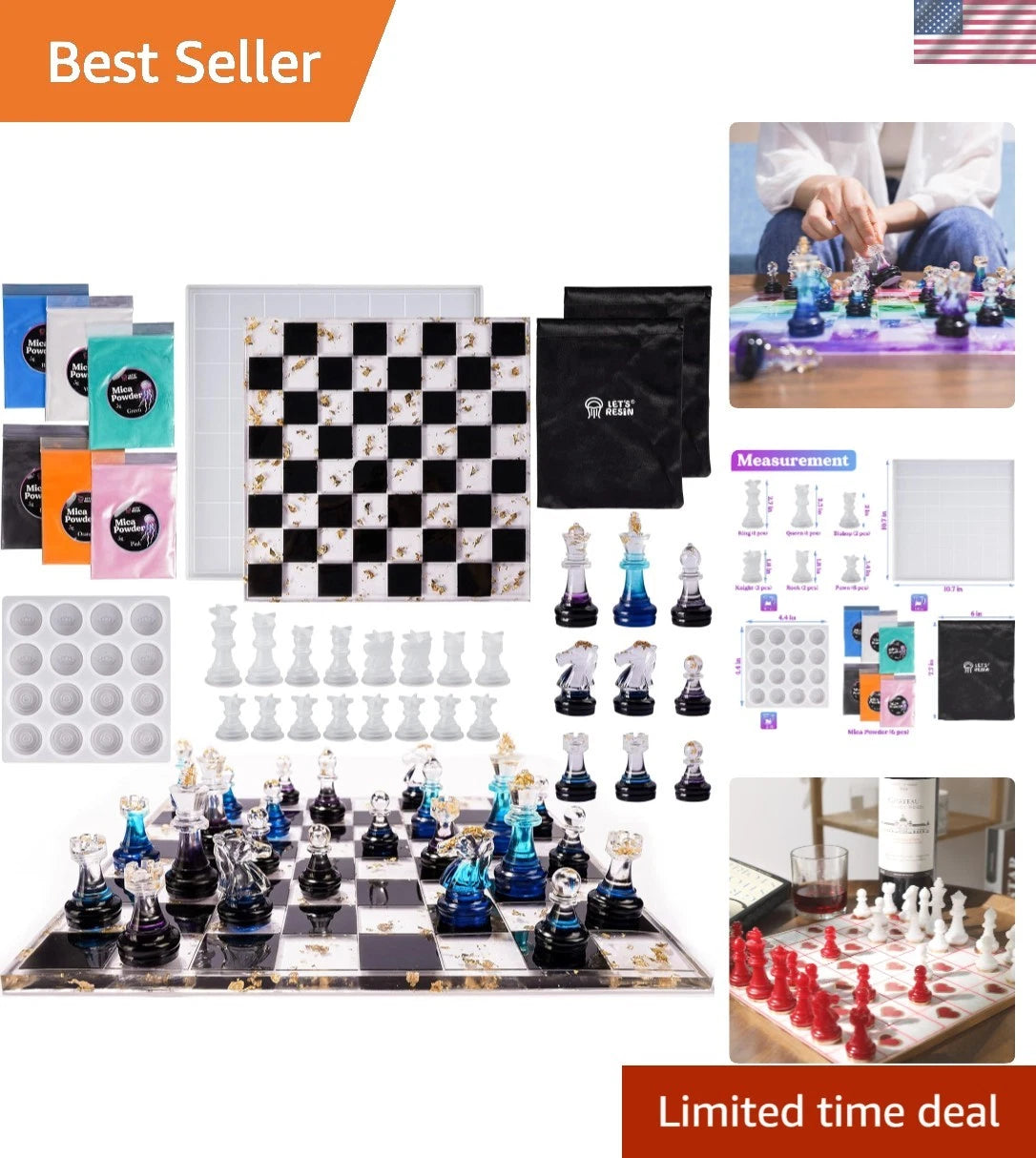 Set of 4 Creative Chess Resin Molds for Artistic DIY Fun