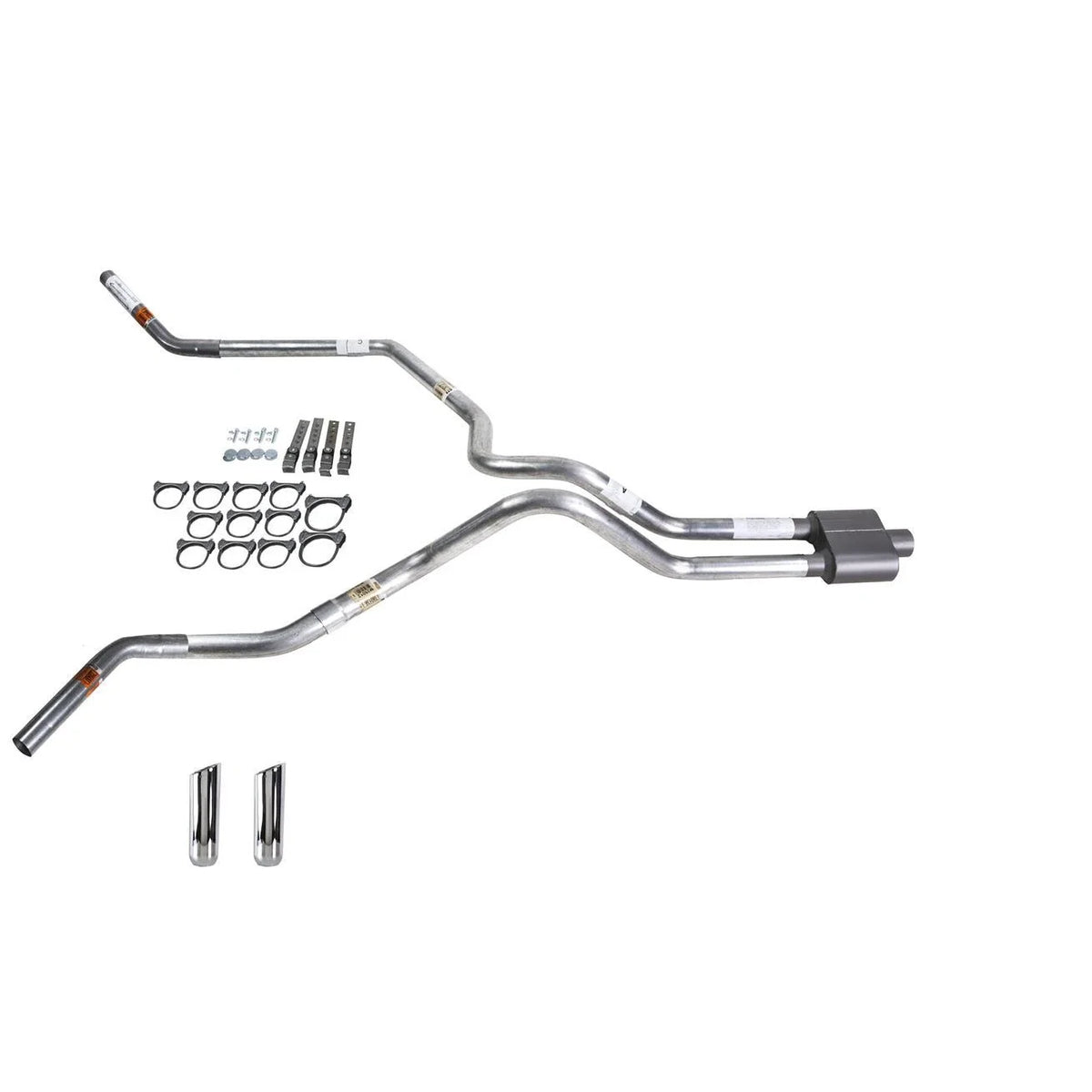 Dual Exhaust Pipe 2.5" for Silverado 1500 1999–2006, 1 Chamber Muffler, RWD