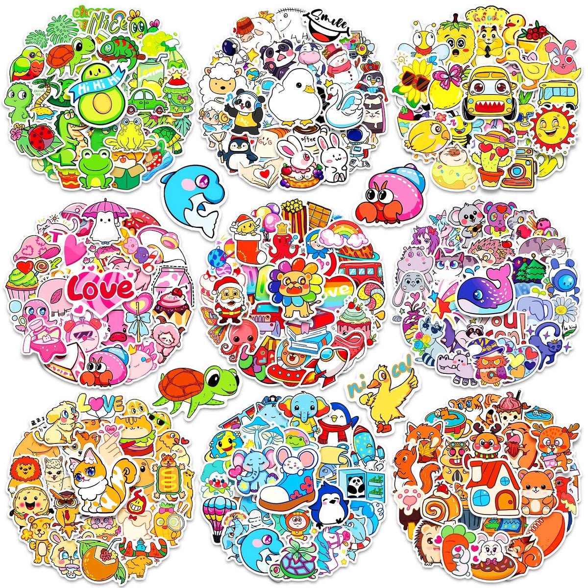 600Pcs Waterproof Vinyl Stickers for Kids - Cute Scrapbook Pack